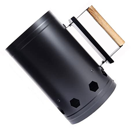 HWGING Kaminanzünder Hitzebeständig Edelstahl Grill Schornstein Starter für Outdoor Kochen (Schwarz)