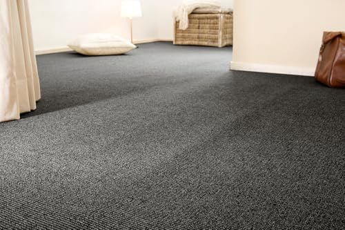 andiamo Teppichboden Brian aus 100% Polyester- Meterware für Wohnbereich und Schlafzimmer - 400 x 300 cm Anthrazit