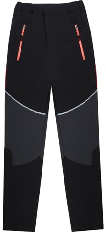 BWBIKE Pantalones de Nieve para Niños con Forro Polar Térmico Forrado al Agua y al Viento, Pantalones de Esquí de Invierno Softshell para Exteriores con Bolsillos con Cremallera para Niños y Niñas