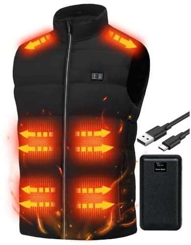 GRUYWC Elektrisch beheizte Weste für Herren: leichte warme USB-Heizweste mit 15 Heizzonen – Frauen Winter Smart Beheizte Körperwärmer für Outdoor Wandern Skifahren (Nicht Batteriepack)