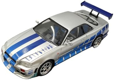YLQERZ Modellauto Im Maßstab 1/43 Für Nissan Skyline GT-R R34 Zink-Legierung Casting Statische Metall Ornamente Auto Modell Souvenir Für Die Sammlung