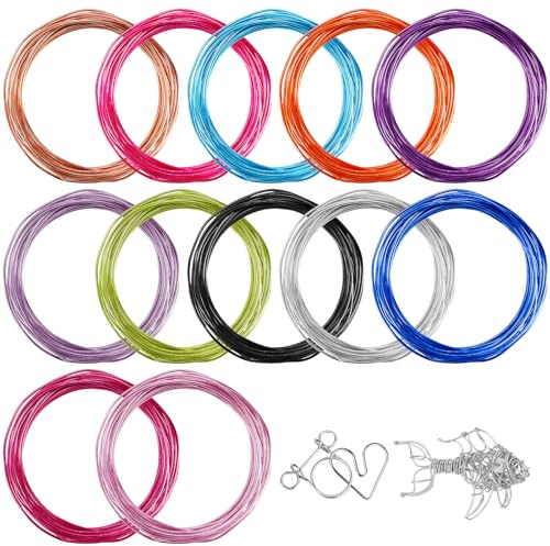 12 Rollen Aluminiumdraht 60 M, Mehrfarbig Alu Schmuckdraht 1,5mm | Leicht Formbar, Biegbar Flexibel Draht zum Basteln, Aludraht für Diy Schmuck, Modellen, Kunsthandwerk, Blumenarrangements