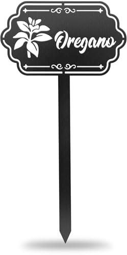 CUTHOLLOW Groß Oregano Metall Pflanzenschilder | 30 CM Beetstecker für Draussen, Metal Gartenstecker für Blumentopf, Bauernhaus Gewächshaus Dekoration Lustige Gartendeko