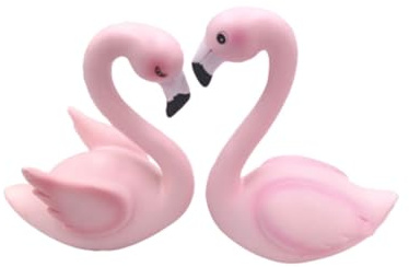 BESPORTBLE Lot de 2 Décorations Artisanales en Résine Flamant Rose Déco Gâteau Saint-Valentin 2 Pièces Accessoire Fête Original pour Pâtisserie et Anniversaire