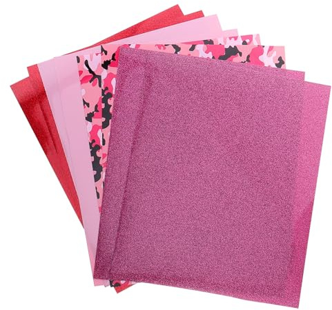 Healvian PU Wärmeübertragungsfolie 8 Blatt Glitzer Transferfolie Selbstgemacht Schriftzug Folie für Kleidung Textil Hotfix