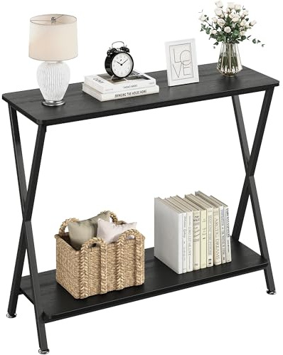 Garvee Consolle mobili, ingressi da ingresso, tavolo console, uso in ingresso e soggiorno, per posizionare decorazioni e oggetti quotidiani, struttura resistente, 80 x 30 x 81 cm, nero