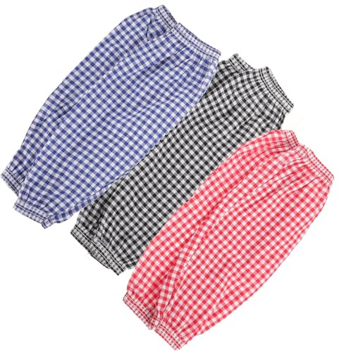 3 Paar Karierte Ärmelstulpen aus Baumwolle Leinen für Unterarme | 41,5x17x1cm, Hitze und Spritzresistent, Schnell Trocknend, für Kochen und Catering, 3 Paare