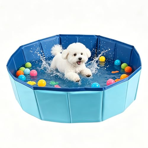 Hundpool 60 x 20 cm hundplaskdamm vikbar hundpool med dräneringsventil halkfri hund plaskdamm för små hundar katt