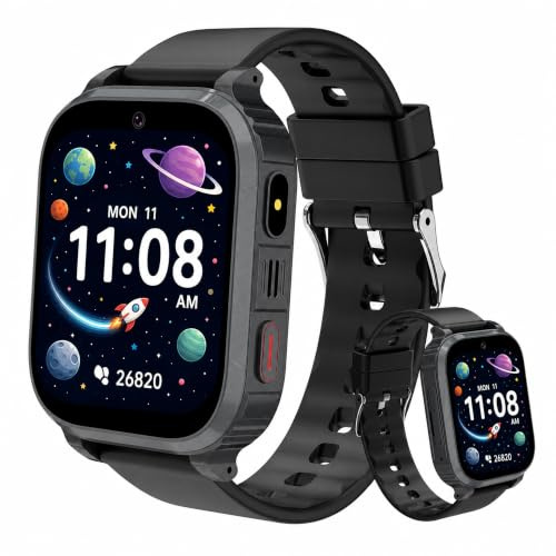 Montre Connectée Enfant 4G avec GPS et Appel Vidéo, Montre Téléphone Enfant avec SOS, Localisation en Temps Réel, Mode Classe, Appareil Photo, Jeux, Réveil, Étanche IP68, Cadeau Fille Garçon 4-15 Ans
