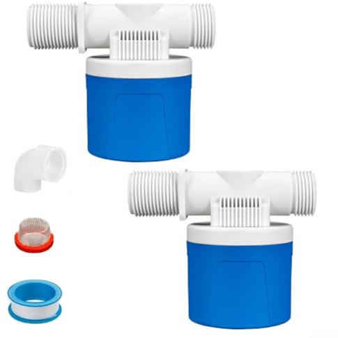 2 Stück automatisches Schwimmerventil für Wassertank, Kunststoff-Wasserstandskontrollventil mit 1/2 3/4 1 Zoll Größen für Viehtröge, Regenfässer, Aquarien und (E)