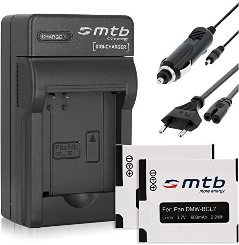 Bundle: 2 Batteries + Chargeur Compatible avec Panasonic DMW-BCL7 / Compatible avec Lumix DMC-F5, FH10, FS50, SZ3, SZ8, SZ9, SZ10, XS1, XS3