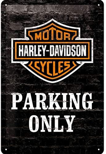 Nostalgic-Art Retro Blechschild, 20 x 30 cm, Harley-Davidson – Parking Only – Geschenk-Idee für Biker, Original Lizenzprodukt (OLP), aus Metall, Vintage Design, Blechschilder Sprüche