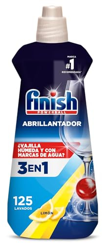 Finish Lustrant lave-vaisselle, vaisselle sèche, brillante et sans traces, parfum citron, 500 ml, 125 lavages, emballage peut varier