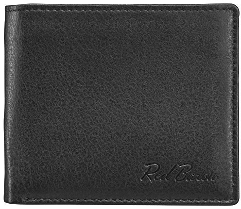 Red Baron Portemonnaie Geldbörse Herren Schwarz matt Echt Leder RB-WT-007-01
