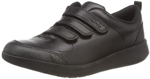 Clarks Boy's Scape Sky K Sneakers, Black Leather, 12.5 UK Child Wide