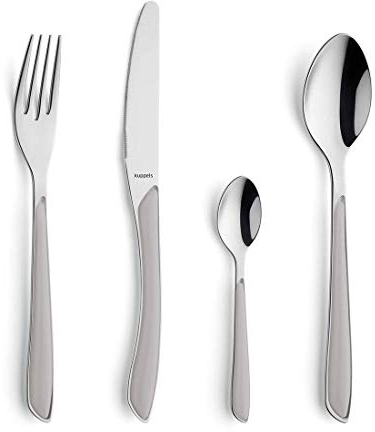 Kuppels Prisma Ensemble de Couverts de Table, Ménagère 24 pièces pour 6 personnes, Service de Couverts, Acier Inoxydable (Gris Clair)