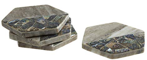 Premier Housewares Marble Coasters, Paua Shell, Multi-Coloured, Set of 4
