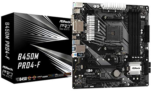 Asrock B450M Pro4-F Motherboard Buchse AM4 Micro ATX AMD B450 - Motherboards (AMD, Buchse AM4, AMD Athlon,AMD Ryzen, DDR4-SDRAM, DIMM, 2133,2400,2667,2933,3200 MHz)