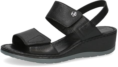 CAPRICE Damen Sandalen mit Absatz aus Leder Wedge, Schwarz (Black Nappa), 41 EU