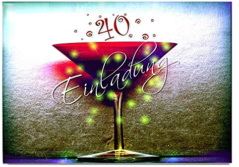 DigitalOase Einladungskarten 40. Geburtstag MIT INNENTEXT 40. Jubiläum Geburtstagskarten MENGE WÄHLBAR Klappkarten Kuverts Format DIN A6#KELCHR (10)