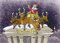 5er Pack Weihnachtskarte Berlin Brandenburger Tor mit Weihnachtsmann