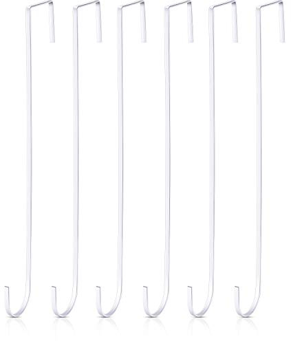 15 Zoll Weihnachtskranz Aufhänger Haken über Tür Metall Haken Praktische Kleidung Handtuch Halter Haken für Weihnachten Haustür Dekoration (Weiß, 6 Stücke)