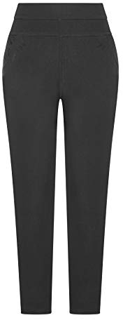 Kendindza Damen Thermo-Hose gefüttert mit Innen-Fleece Blickdicht (Schwarz | Muster: Spitze & Strasssteine, XXL)