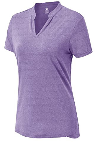 YSENTO Womens Running Golf Top Short Sleeve Gym T-Shirts Ladies Yoga Tennis Slim Fit Polo Shirts(Purple,M)