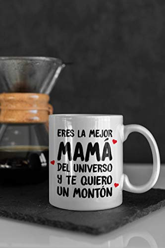 SAQUITOMAGICO Taza para el dia de la Madre.-Tazas divertidas y originales para la mejor Mama del mundo!! (mejor mama del universo)
