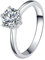 JewelryWe Schmuck Damen-Ring Solitärring Damen Verlobungsring mit Zirkonia Edelstahl Eheringe Ring Hochzeitsringe Silber Valentinstag Lieben Geschenk für Frauen Mädchen Größe 52