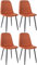 CLP 4er Set Esszimmerstühle Napier I Stoff I Kunstleder I Samt I Metallgestell, Farbe:orange, Material:Stoff