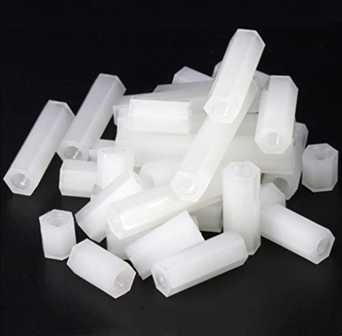CONPHERON Nylon Abstandshalter Platine Schraubenmutter Nylon Hex Spacer Standoffs M4*5 mm,50 Stück