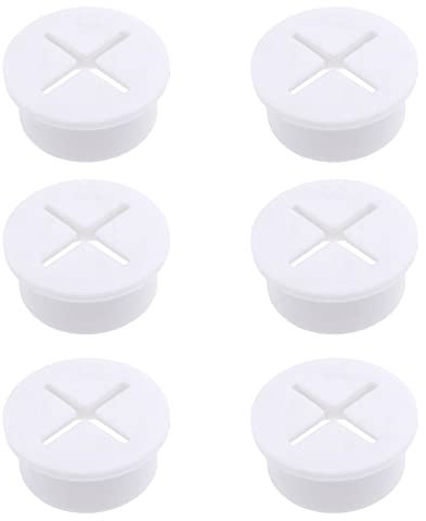 DBOO 6 Pcs Flexible Cable Cord Grommet 25mm / 1 Inch White Desk Hole Grommet Wire Hole Cover Cable Management Wire Organizer Cable Pass Through for Office PC Desk Cable Cord Cover