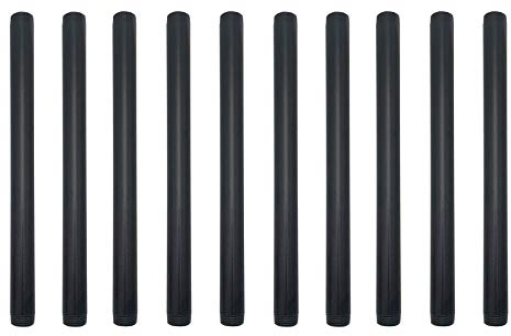 Tuyau en fonte malléable pour construction de meubles avec filetage 1/2 pour tringle à vêtements, design loft industriel, tuyau d'eau revêtu par pulvérisation, noir, pour armoire DIY (25 cm)