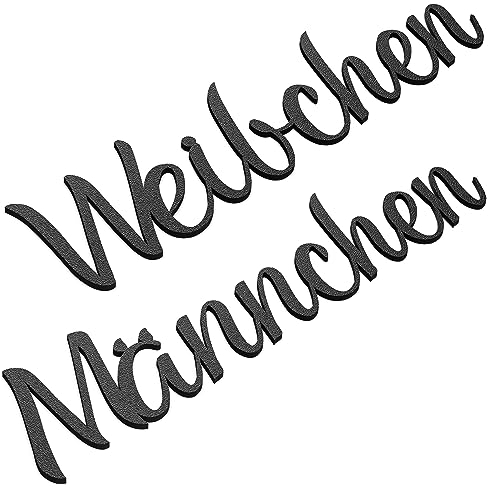 Weibchen Männchen Türschild Set WC Toilettenschild Selbstklebend Schriftzug Schwarz
