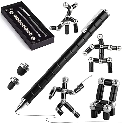 Magnetic Fidget Pen, Magnet Stift Gravity Pen, Magnet Stift Magnetisch, Magnetischer Stift Jet Strato Pen,Crushmetric Fidgi Pen Magnetstift Kugelschreiber, Freunde (Schwarz)