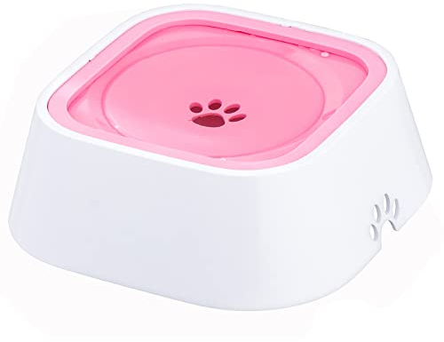 Kinsinder Gamelle Eau Chien Anti Eclaboussure, Gamelle Eau Chien,Gamelle Chien Anti Eclaboussure Gamelle Anti Débordement pour Chien Chats pour Voyage (Rose)