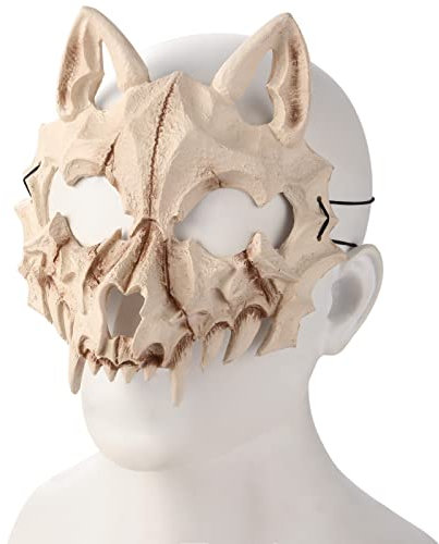 UNOLIGA Japanische Halloween Maske Skull Mask Werwolf Maske, Halloween Skelett Maske, Horror Totenkopf Maske, Gruselige Tier Schädelmaske für Erwachsene Kinder, Wolf Skull Mask aus PU-Schaum