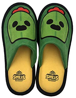 CYPBRANDS Unisex Zp-0142-bw Brawl Stars Offene Hausschuhe Spike Design, weich, Größe 42/43, Farbe Grün und Gelb, offizielles Produkt (CyP Brands), EU