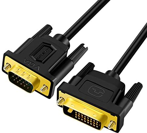 SHULIANCABLE Câble DVI vers VGA, DVI 24+1 DVI-D Mâle à VGA Mâle avec Puce câble Adaptateur Convertisseur, pour PC DVD moniteur HDTV (1.8M)