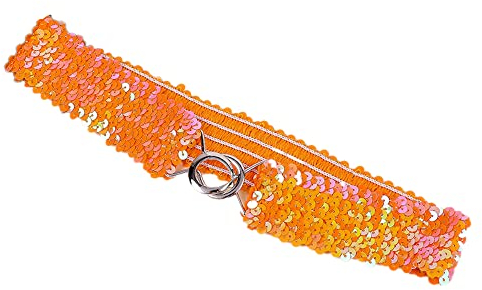 Taillengürtel Mit Pailetten für Damen,Paillettenbesatz Taille Band Gürtel Mode Taille Damen Gürtel,Glitzer Vintage Glitzer-gürtel Stretch Mode Taille Damen,Zubehör Hochzeit Taillengürtel Kleid,Orange