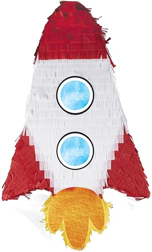 P'TIT CLOWN - 22908 - Pinata Rakete - Einfaches Befüllen - Dekorationszubehör für Kindergeburtstage, Kirmes, Feiern - Karton, Papier - Mehrfarbig - 39 x 44 cm