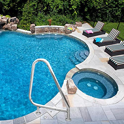 ZEELYDE Corrimano per Piscina,Corrimano per Scale per Piscina Curvo in Acciaio Inossidabile, con Piastra di Supporto per Installazione Rapida, Scala di Presa con Maniglia umanizzata