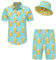 Spanoous Hawaii-Hemden und Shorts für Herren, lustige Hawaii-Hemden für Herren, Strand-Outfit-Sets mit Eimerhüten, Farbe 01, Large