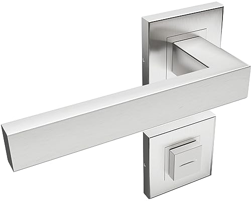 Sempro Xavier Türgriff Türklinke Drückergarnitur für Zimmertüren WC Edelstahl matt gebürstet Türbeschlag modern eckig Türdrücker Garnitur