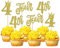 SYKYCTCY 24 Pack 4th Birthday Cupcake Toppers Glitter Four Birthday Cupcake Picks Fourth Cupcake Picks With Crown Happy Birthday Cake Decorations for Baby Shower Anniversary Party Supplies Gold
