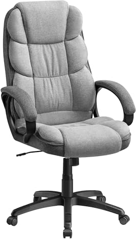 SONGMICS Bürostuhl, Gaming Stuhl, Schreibtischstuhl, Chefsessel, ergonomisch, drehbar und höhenverstellbar, mit Rollen, taubengrau OBG024G01