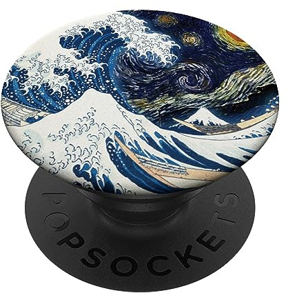 The Great Wave Off Kanagawa, Hokusai & Starry Night Van Gogh PopSockets Swappable PopGrip