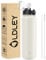 OLDLEY Stainless Steel Water Bottle with Straw 1L Vaccum Insulated Large Drink Flask Metal Water Bottles 1 Litre Leakproof Keep Drinks Hot Cold for Bike Sports Gym Adult Women Men(Cream, 1 Lid)