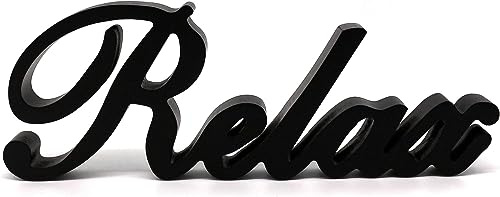 Black MDF Letter Sign - Relax - Size: 110mm x 300mm - Kitchen Wall Art, Home Decor, Love Sign, Home Wall Art